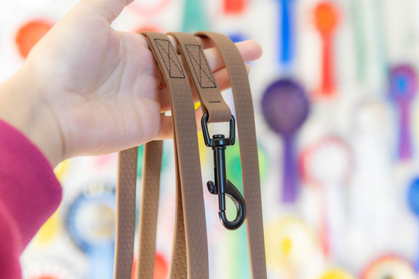 16 mm 3m rudas hexa pavadėlis su juodu karabinu